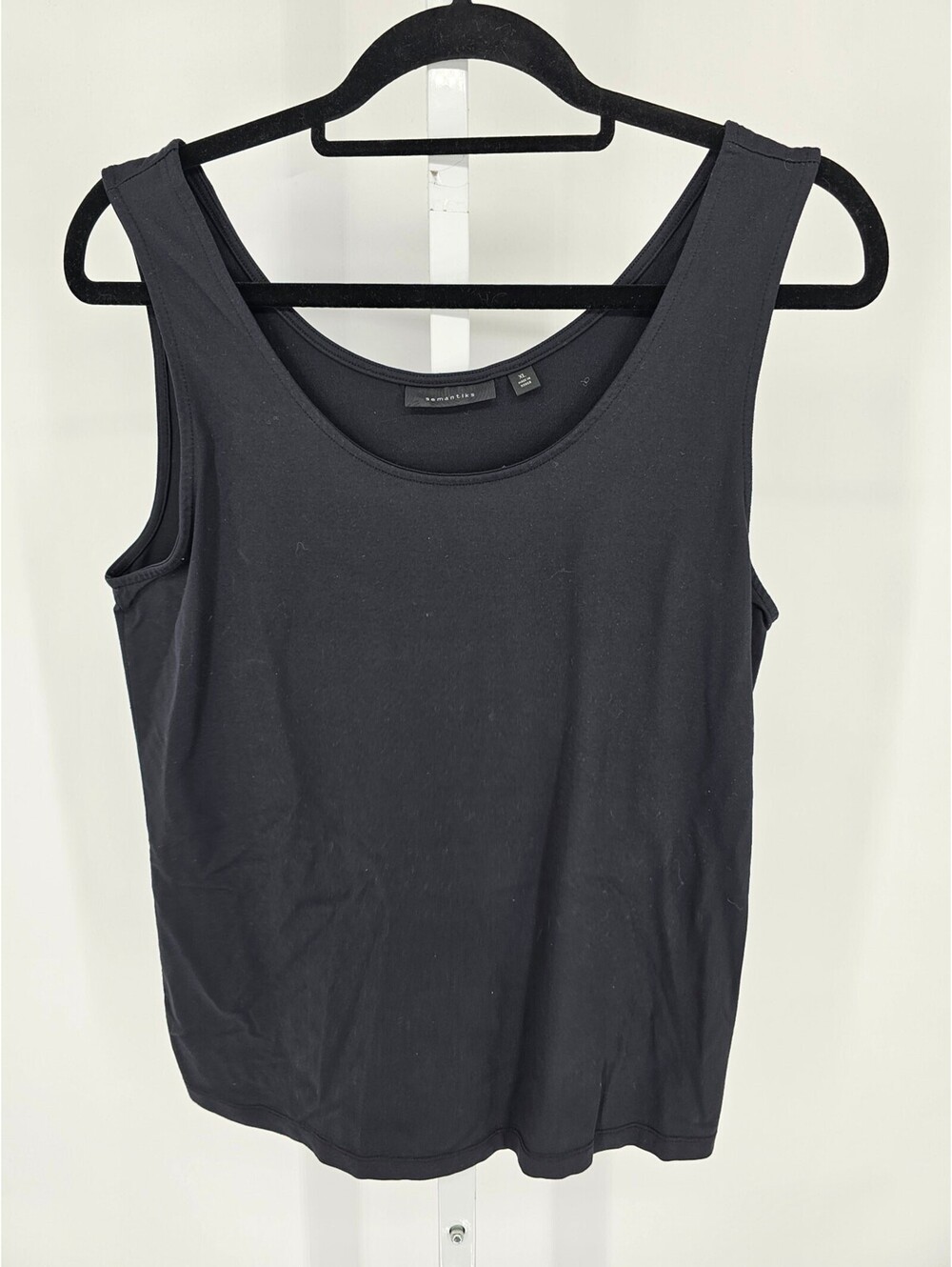 Semantiks Womens Sz XL Scoop Neck Tank Top Navy Blue Layering Piece